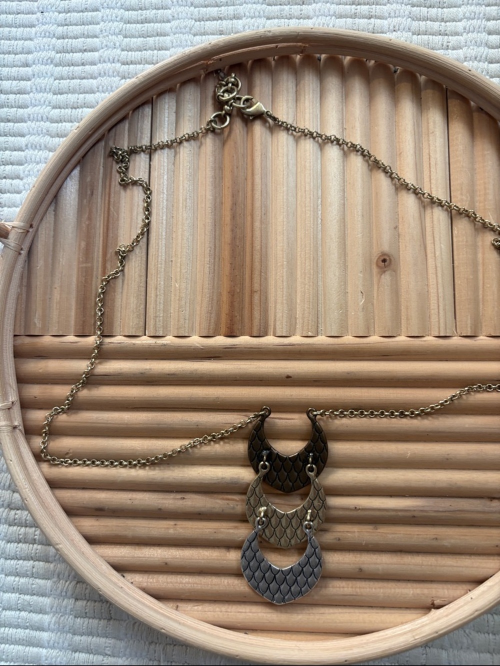 Lucky Brand Triple Crescent Layered Necklace in Antique Gold and Silver Tones